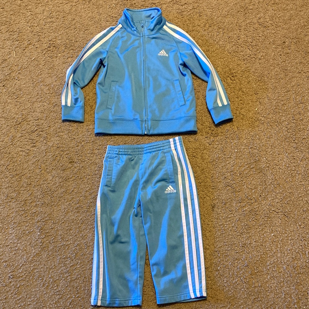 Adidas Blue and White Kids' Tracksuit